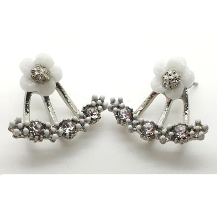 Øreringstoppe nitter Daisy blomst tosidet Silver M