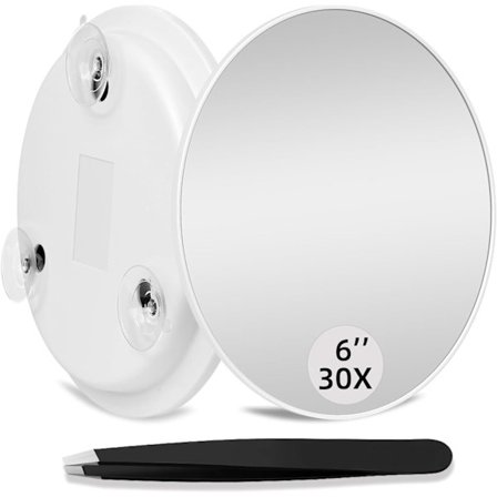 Forstørrelsesspeil med 3 sugekopper, sminkeforstørrelsesspeil med pinsett Hvit Hvit