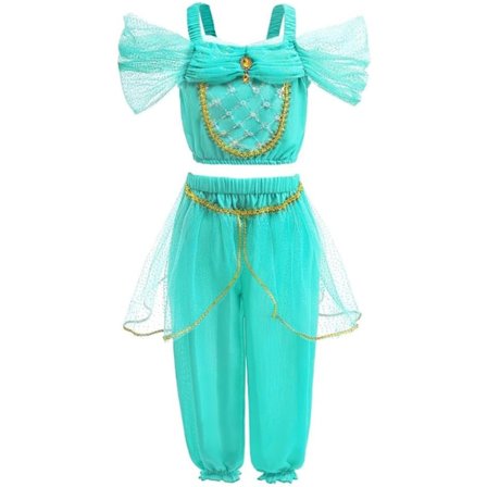 Uusin malli 2025 Dressy Daisy Arabian Princess -asu tytöille vatsatanssiasu 2-osainen toppi- ja housusetti lasten Halloween-juhliin