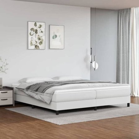 Maison Exclusive - Sängbotten med madrass Vit 200x200cm Konstläder