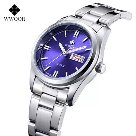 Montre Femme 2023 WWOOR Mode Damklockor Vattentät Kvarts Silver Klocka Kvinnor Automatiskt Datum Klänning Armbandsur Reloj Mujer