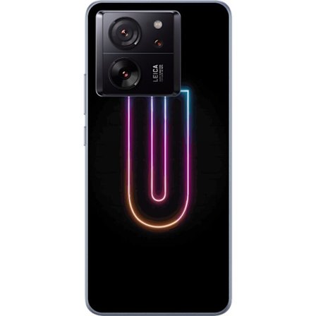 Kompatibel Mobilcover til Xiaomi Xiaomi 13T Minimalistisk neonbogstav U i farverig lyseffekt mod sort baggrund