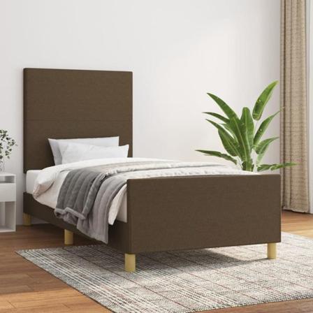 Vidaxl Sängram Med Huvudgavel Mörkbrun 80x200 Cm Tyg Brun