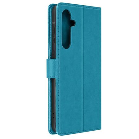 Lompakkokotelo - Samsung - Galaxy A55 - Kukkahäive - Rannekkeen - Vaaleansininen