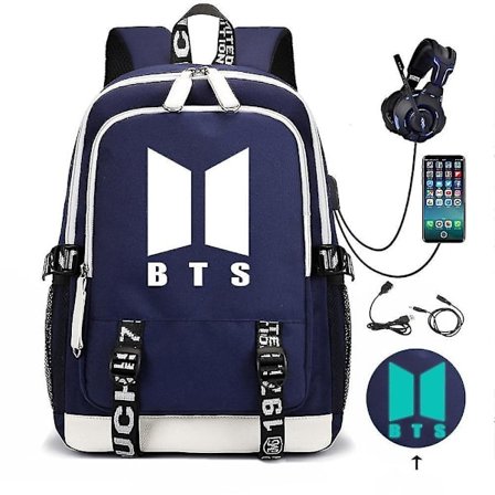 Bts Backpack Usb Rechargeable Backpack Large Capacity Student School Bag