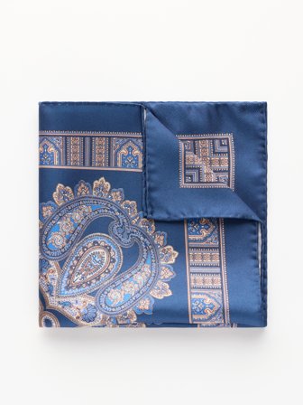 John Henric Men's Blaues Einstecktuch Paisley Size Onesize