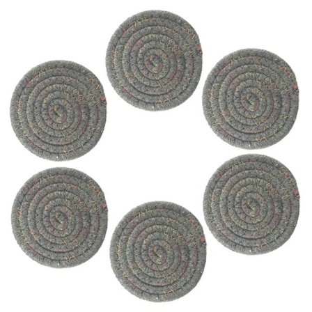 6 stk polyestergarn, glassbrikker kork, koppunderlag gjenbrukbare absorberende underlag for kaffebar kjøkken, (fargerik lysegrå)