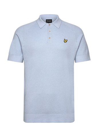Linen Blend Knitted Polo Blue Lyle & Scott