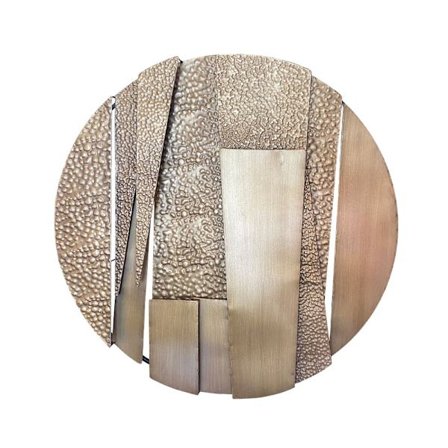 Metallinen seinätaulu, kultainen auringonpurkauskuvio, 82x82cm