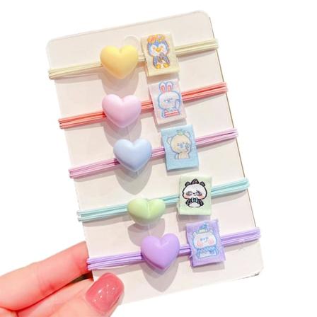 Hög elastiska hårband tjocka hästsvanshållare gummiband med 3d hjärtdekor Single Love Sticker