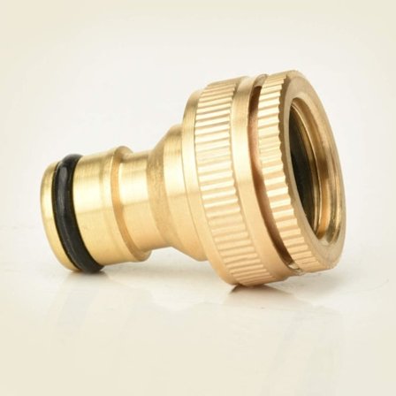 Messinkinen puutarhan ulkovesihana-liitin 1/2" - 3/4" 2 in 1 naaras