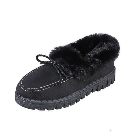 Höstvinter- Casual Fur Bowknot, Fluffy Furry, Slip-on Sneakers Set-b