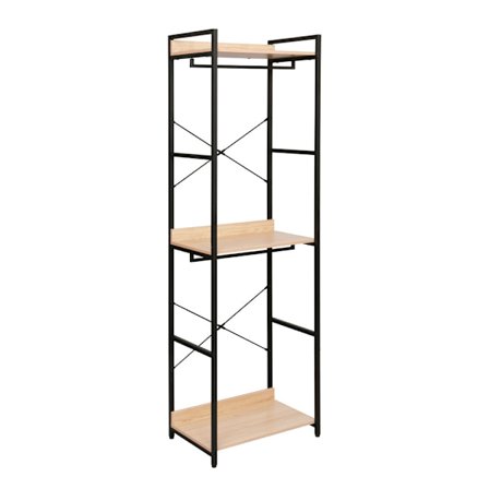 Vaatekaappi avohyllyillä, luonnonmusta, 60x40x200 cm