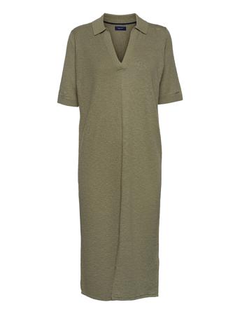 D2. Ribbed Rugger Dress Knälång Klänning Khaki Green GANT