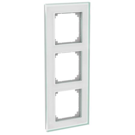 Schneider Electric WDE004037 Kombinasjonsramme glass, solid, hvit 3 rom, Strømbrytere & vegguttak