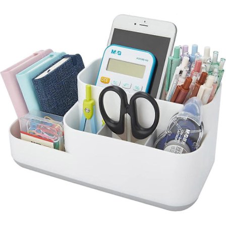 Skrivebordsopbevaring, Pen Blyant Kort Holder Boks Beholder til Skrivebord, Kontorartikler, Toiletbord (Hvid)