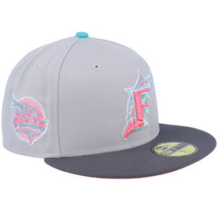 New Era - MLB Grey fitted Czapka Z Daszkiem - Miami Marlins 59FIFTY Neon Underground World Series 03 Grey/Charcoal Fitted @ Hatstore