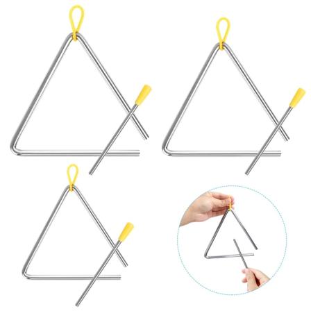 3 st musiktrianglar, handperkussionsinstrument med klubba, 4/5/6 tum musikinstrument i ståltriangel för musikaliskt lärande