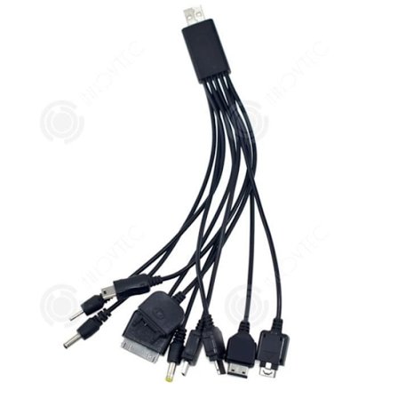 INN 10 i 1 universel opladerkabel med retraktable stik USB hurtigopladning multikanal telefon kompatibel smartph