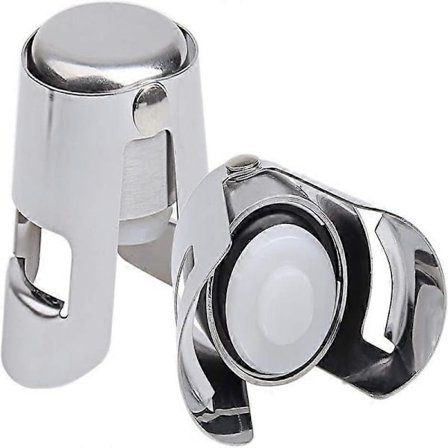 2-pakning Champagneforsegler, Vakuumforseglet Mousserende Vin Flaskeforsegler i Rustfritt Stål, Sølv