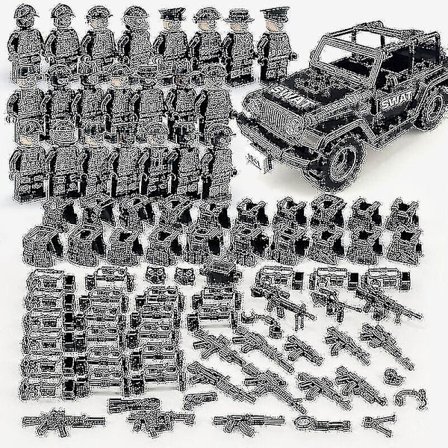 Z Military Building Blocks Series Black Special Police And Off-road Vehicle Set Small Particles Assembled Minifigure Toy