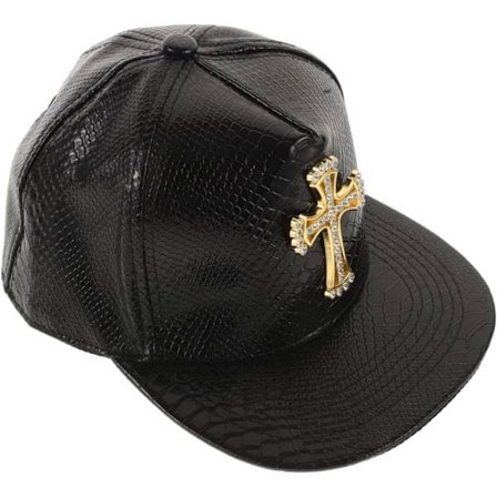 Trendy kasket med korssymbol, moderigtig PU-hat til udendørs aktiviteter