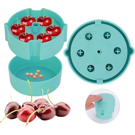 Bærbar kirsebærutkjerner, kjerner ut opptil 6 kirsebær om gangen, tåler oppvaskmaskin, konstruksjon