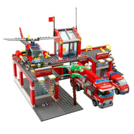 Stadsbrandstation Modellkompatibel Konstruktion Brandman