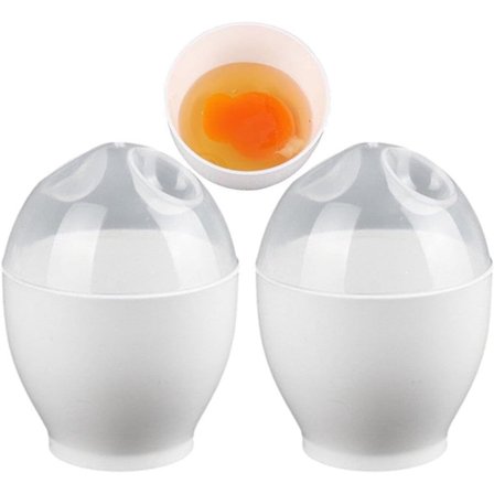 ING Mikrobølgeovn Eggekoker 2 Stykker BPA-fri med Forseglbart Lokk Gjenbrukbar Eggekoker Tilbered Egget Ditt Raskt 3-5 Minutter Eggekoker 