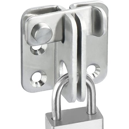 Skyvedørslås, Hengelås, Hasp, Dørlås, Lås, Antitjuveri-krok, Børstet rustfritt stål-finish