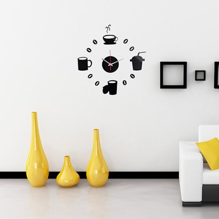 *3D DIY Veggklokke Kreativ Veggklistremerke Kreativ Kaffe Kopp Vegg*