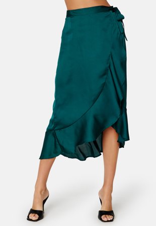 BUBBLEROOM Villima satin skirt Dark green Klær