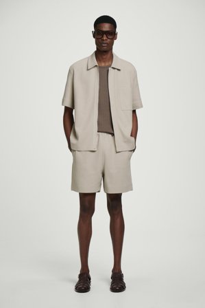 COS Homme Short En Jersey De Coton Texturé in Beige