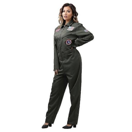 Flygdräkt för vuxna, stridspilot, Air Force, med broderade märken och fickor - WELLNGS