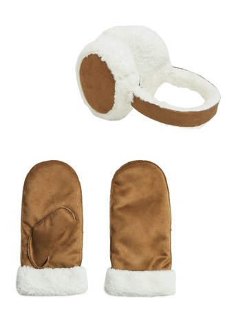 Pcrunna Earmuffs & Mittens Set Bc Brown Pieces