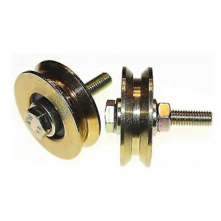 V58-10: Sett med 2 skyveport-hjul i stål med V-spor (FMY)