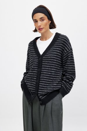 Natasha Alia x NA-KD Oversize stickad kofta - Oversize Tröjor - Stripe - XL (EU 46)