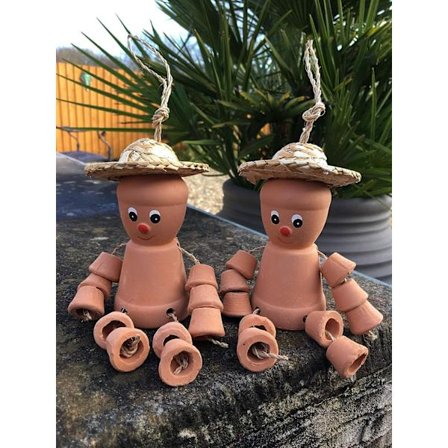 Set med 2 terrakotta blomkrukor, trädgårdsdekorationer, röd keramik