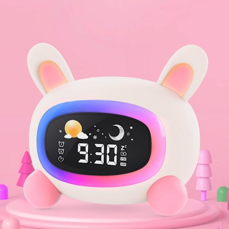 Barnealarmklokke Småbarn Ok å vekke klokke for barn med nattlys Barne søvntrener Lydmaskin, Søt kanin digital klokke for jenter gutt