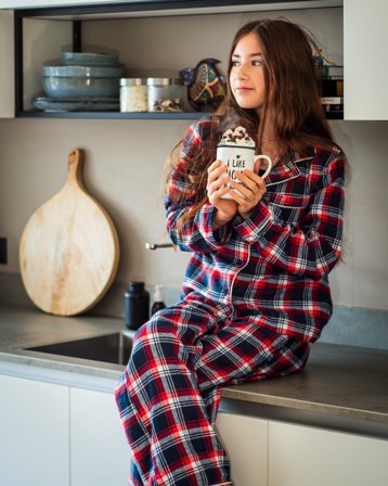 RYVLS Flannel Pyjama Shirt Bunt Pyjamas/Pyjamahosen Mädchen - Kids Brand Store