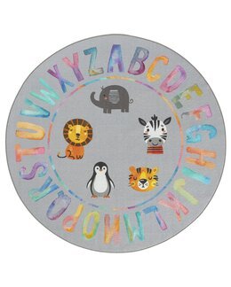 *Ny*Matta med barnmotiv Play Alfabet Harmaa