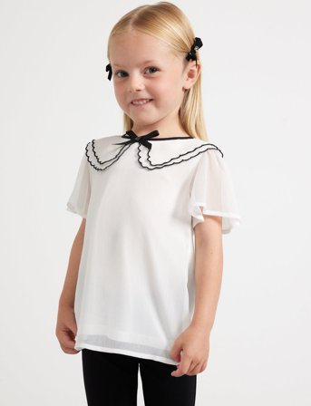 Lindex Blouse Chiffon With Scallop Co - White - 92