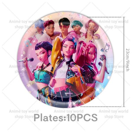 KPop Demon Hunters fødselsdagssæt: dug, tallerkener, kopper, balloner, kagetopper til børn