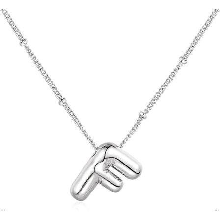Bubbel Bokstav Halsband Ballong Initial Halsband För Kvinnor Flickor Fancy Alfabet Hänge 14k Guldpläterad Puffigt Namn Personliga Smycken Gåva F 