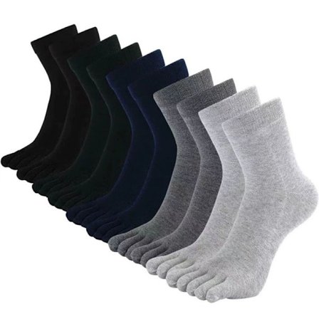 5 par tåsokker, herresokker med rund hals, bomullsløping casual