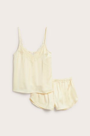 Kappahl | Piżama z satyny Jasnożółty L | Jasnożółty