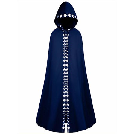 Ny stil Herre Månefaser Grafisk Trykk Hettekappe, Mystisk Middelalder Renessanse Lang Cape Rituell Kappe For Halloween Fest Gave