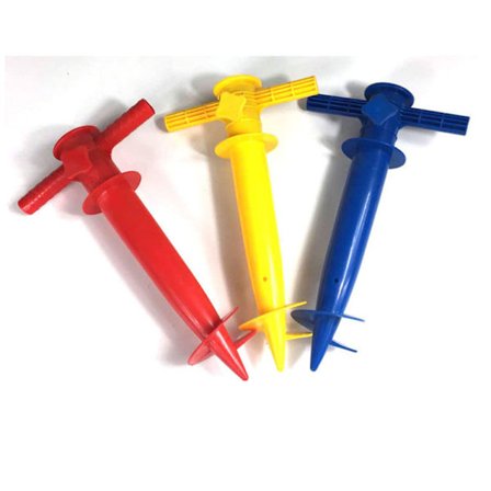 3 pakker, paraplyskruer, strandparaplybase, blå, rød, gul