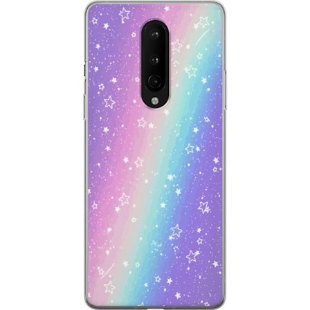 Kompatibelt Mobildeksel til OnePlus 8 Rainbow-farget pastellbakgrunn med hvite stjerner og gnistrende prikker i myk overgang