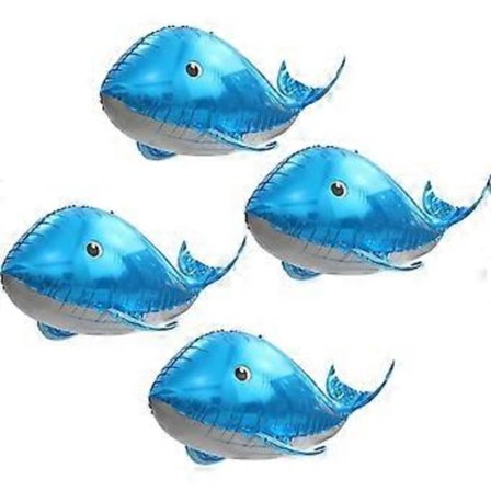 Söta 4D Valballonger Under Havet Dekorationer Ocean Ballonger, 4-pack Jätte 37'' Valformade Mylarfolie Ballonger Havsdjur Ballonger Fiskballonger B